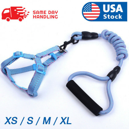 Durable Pet Dog Nylon Rope Leash + Collar / Harness + Leash Set Adjustable