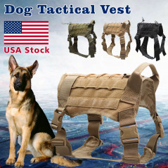 Police-K9 Tactical Training Dog Harness Military Adjustable Molle Nylon Vest