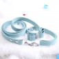 Pet wedding Bling  Collar PU Leather Buckle Dog Collar Neck Strap with dog leash