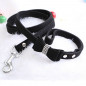 Pet wedding Bling  Collar PU Leather Buckle Dog Collar Neck Strap with dog leash