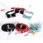 Pet wedding Bling  Collar PU Leather Buckle Dog Collar Neck Strap with dog leash