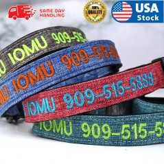 Embroidered Personalized Dog Collar, Cat collar Custom Pet Name+Number