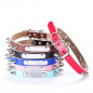 Soft Padded Leather Personalized Dog Collar Name ID for Small Medium Large Dogs