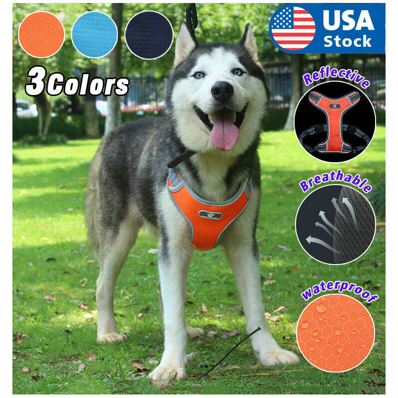 Reflective Dog Harness Vest Adjustable Breathable Mesh For Medium Large Dog Pet