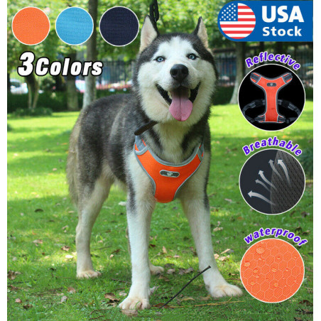 Reflective Dog Harness Vest Adjustable Breathable Mesh For Medium Large Dog Pet