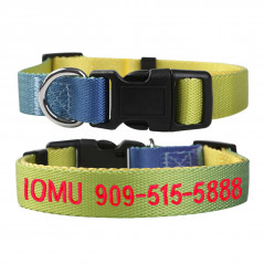 Gradient Personalized Custom Embroidered Nylon Dog Collar Adjustable Name number