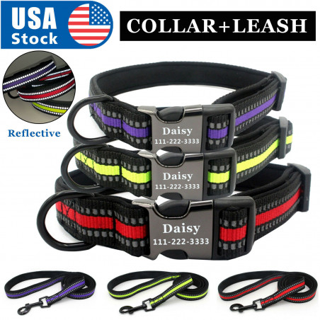 Nylon Personalized Dog Collars Free Engraving Custom Pet Name ID Collar