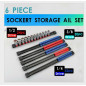 6 PCS INDUSTRIAL ABS MOUNTABLE SOCKET RAIL RACK HOLDER ORGANIZER 1/4 3/8 1/2