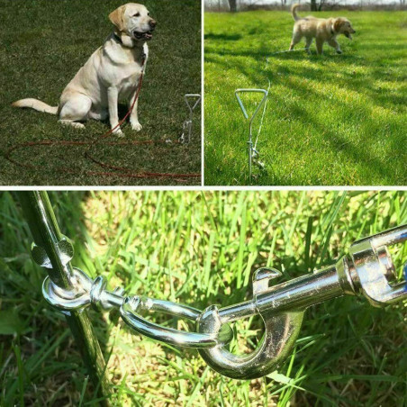 Pet Dog Spiral Tether Metal Stake Corkscrew Thick Steel Holding Cable Lead Safe