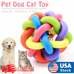 Pet Dog Cat Toy Colorful Rubber Round Ball With Bell Puppy Training Chewing Toy