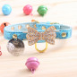 Jeweled Bow PU Dog Collar Leather crystals Cat Adjustable  Hook with free bell