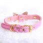 Jeweled Bow PU Dog Collar Leather crystals Cat Adjustable  Hook with free bell