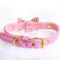 Jeweled Bow PU Dog Collar Leather crystals Cat Adjustable  Hook with free bell