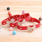 Jeweled Bow PU Dog Collar Leather crystals Cat Adjustable  Hook with free bell