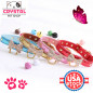 Jeweled Bow PU Dog Collar Leather crystals Cat Adjustable  Hook with free bell