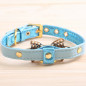 Jeweled Bow PU Dog Collar Leather crystals Cat Adjustable  Hook with free bell