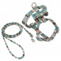 Cute flower Cat Harness and Leash Dog Leash with Adjustable Strap Collar