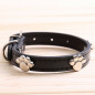 Jeweled Paw PU Faux Leather Collar Dog Cat Small XS S M Adjustable Bell Hook