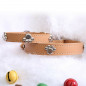 Jeweled Paw PU Faux Leather Collar Dog Cat Small XS S M Adjustable Bell Hook