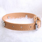 Jeweled Paw PU Faux Leather Collar Dog Cat Small XS S M Adjustable Bell Hook