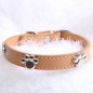 Jeweled Paw PU Faux Leather Collar Dog Cat Small XS S M Adjustable Bell Hook