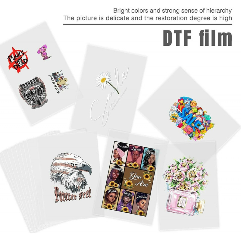 CISinks Hot / Cold Peel DTF Film 20 Sheets A3+ 13 x 19 PET Heat Transfer  Paper for DIY Direct Print PreTreat Universal Waterproof Transparency on